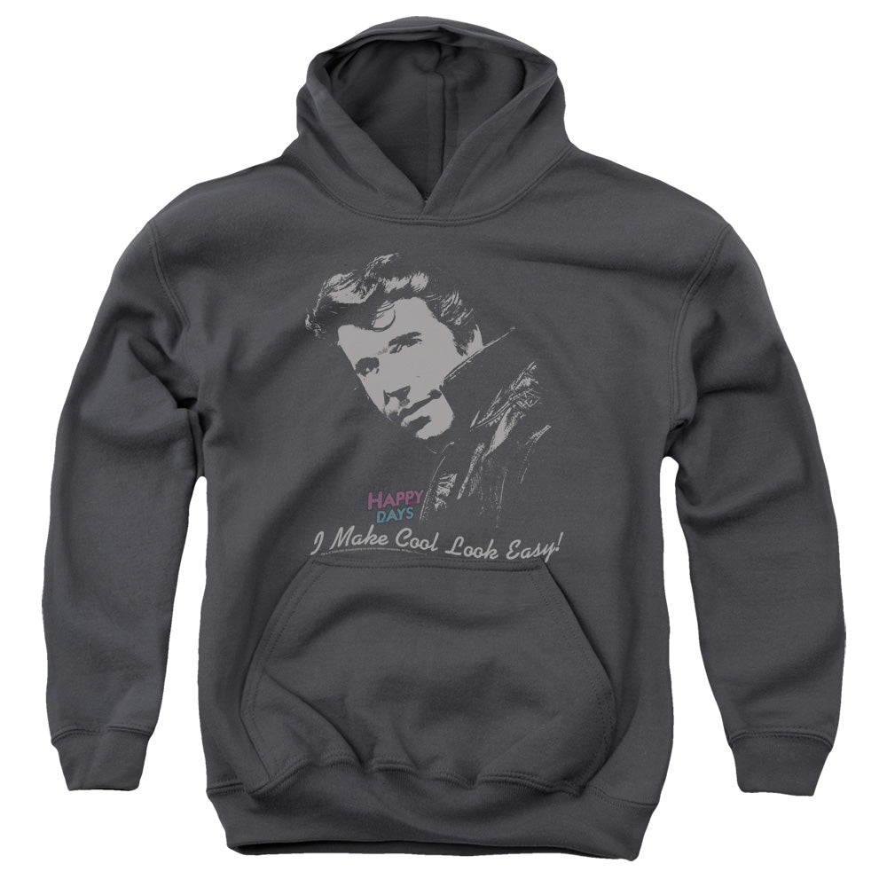 Happy Days Cool Fonz Kids Youth Hoodie Charcoal Officially Licensed