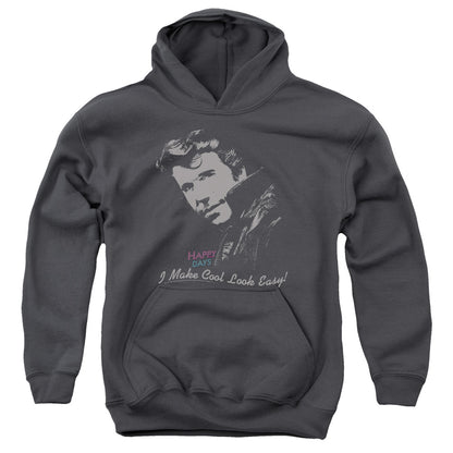 Happy Days Cool Fonz Kids Youth Hoodie Charcoal Officially Licensed