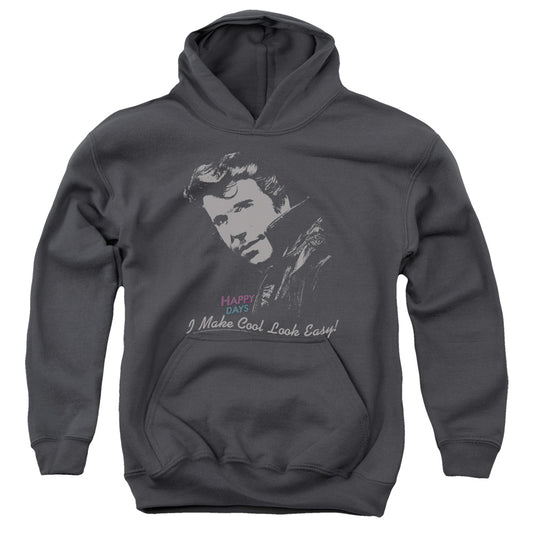 Happy Days Cool Fonz Kids Youth Hoodie Charcoal Officially Licensed