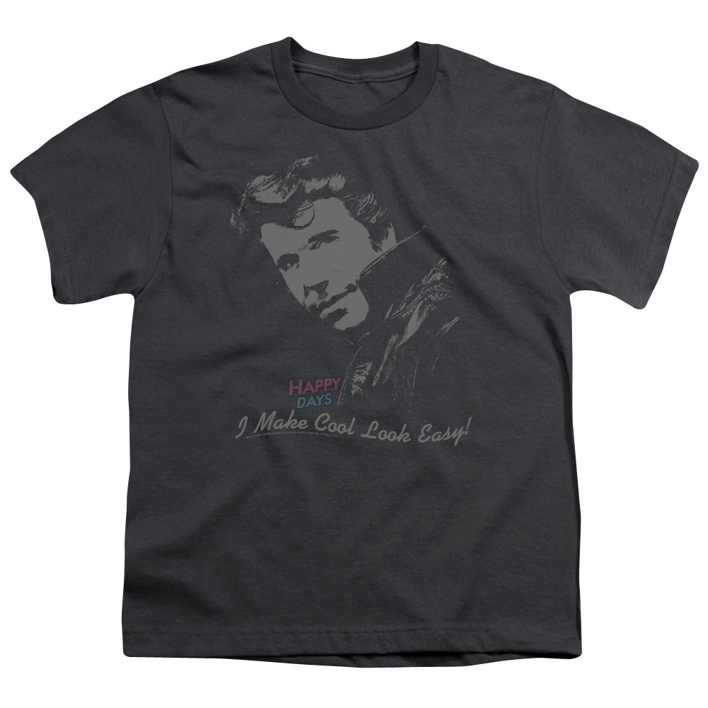 Happy Days Cool Fonz Kids Youth T Shirt Charcoal Officially Licensed