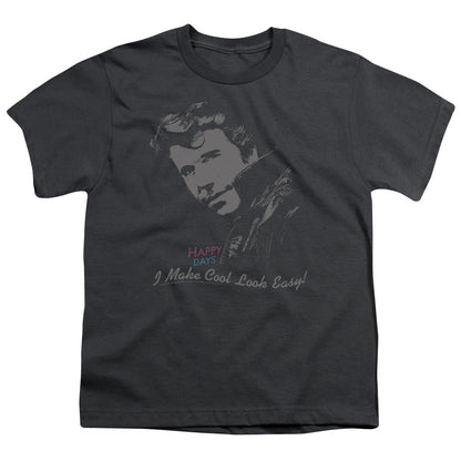 Happy Days Cool Fonz Kids Youth T Shirt Charcoal Officially Licensed