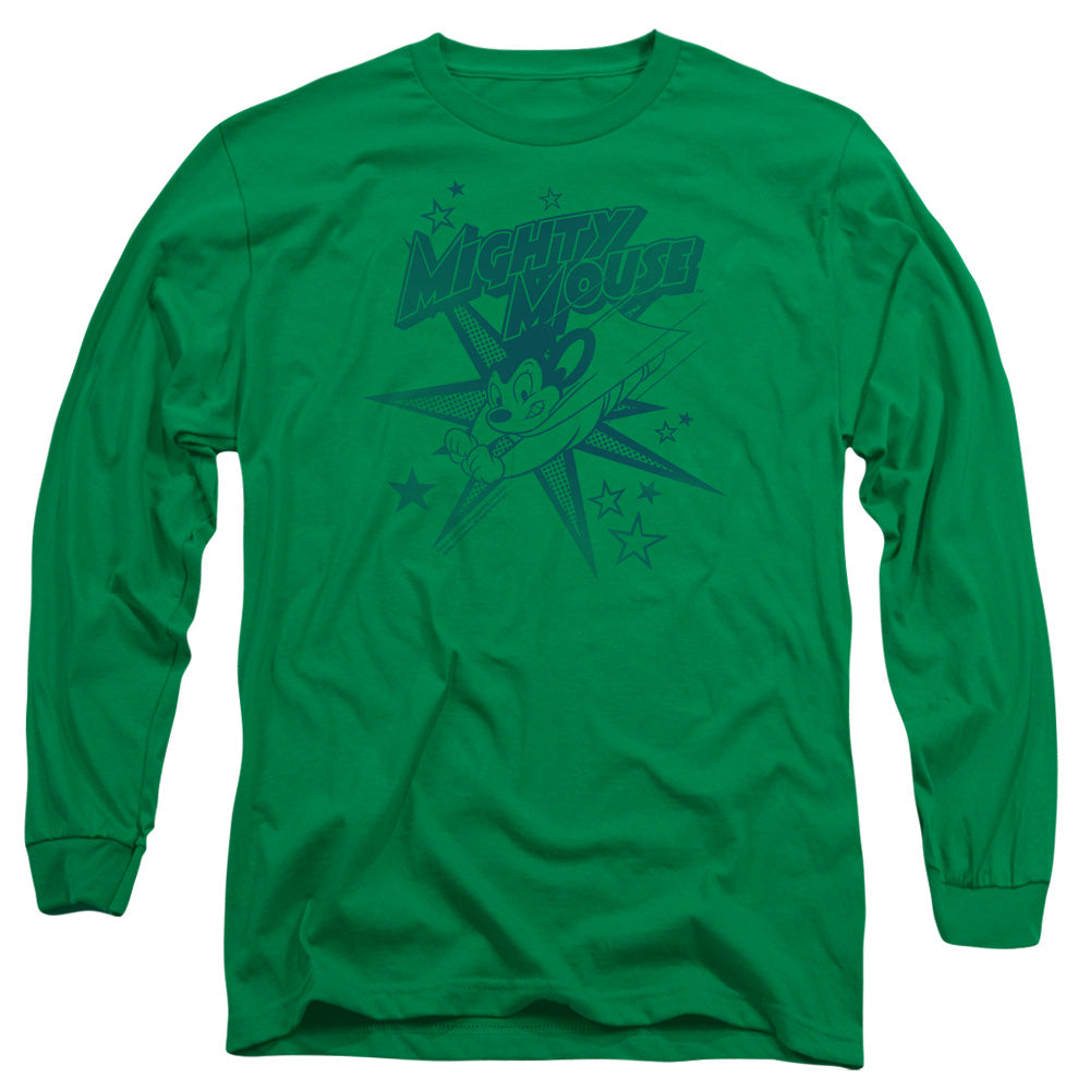 Mighty Mouse Mighty Mouse Mens Long Sleeve Shirt Kelly Green Officially Licensed