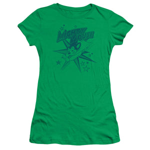 Mighty Mouse Mighty Mouse Junior Sheer Cap Sleeve Womens T Shirt Kelly Green