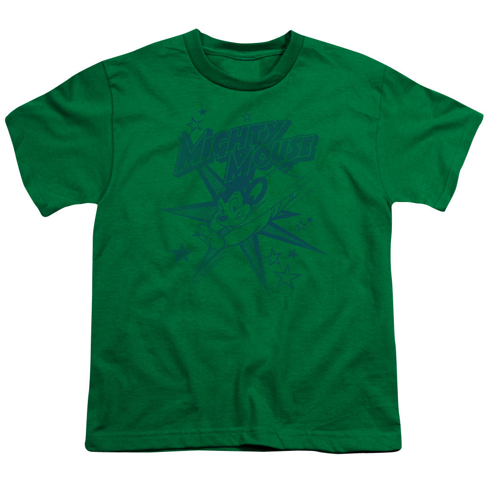 Mighty Mouse Mighty Mouse Kids Youth T Shirt Kelly Green Officially Licensed