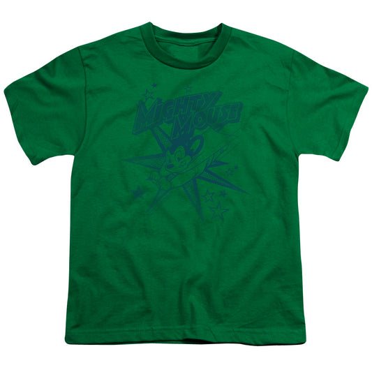 Mighty Mouse Mighty Mouse Kids Youth T Shirt Kelly Green Officially Licensed