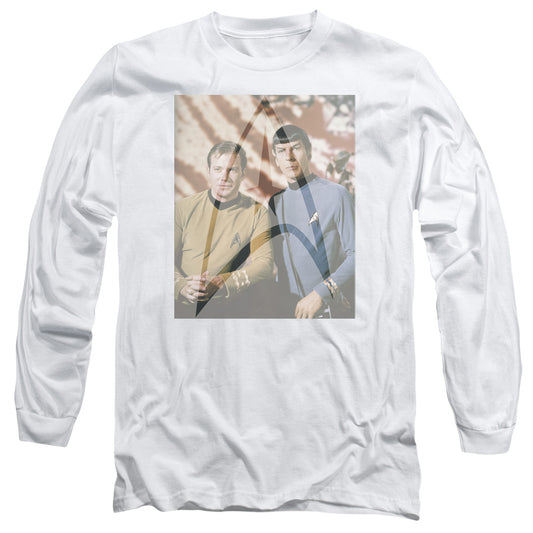 Star Trek Classic Duo Mens Long Sleeve Shirt White Officially Licensed Officially Licensed