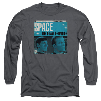 Star Trek Final Frontier Cover Mens Long Sleeve Shirt Charcoal Officially Licensed Officially Licensed