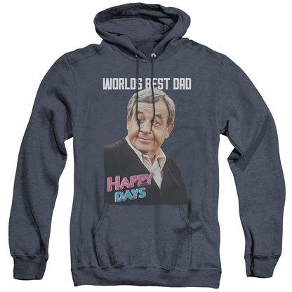 Happy Days Best Dad Heather Mens Hoodie Navy Officially Licensed