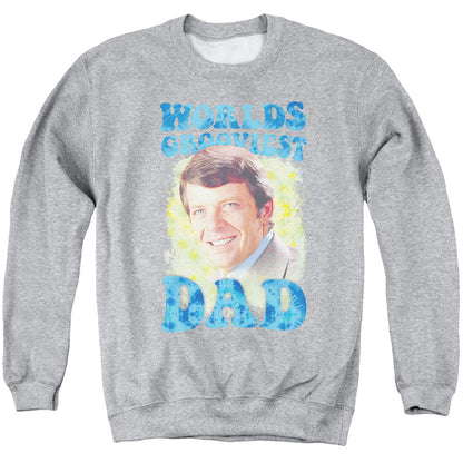 Brady Bunch Worlds Grooviest Mens Crewneck Sweatshirt Athletic Heather Officially Licensed