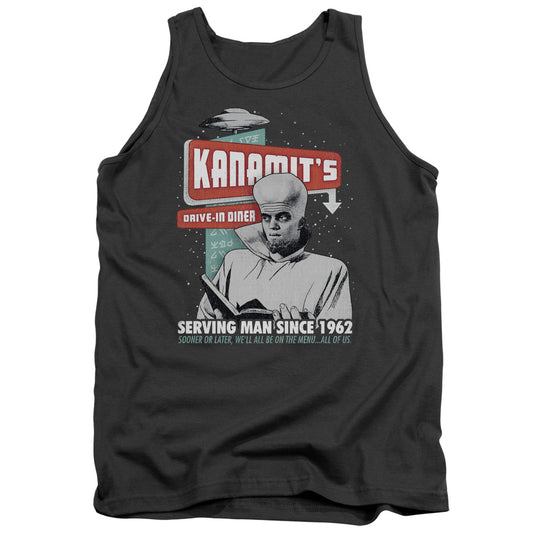 Twilight Zone Kanamits Diner Mens Tank Top Shirt Charcoal