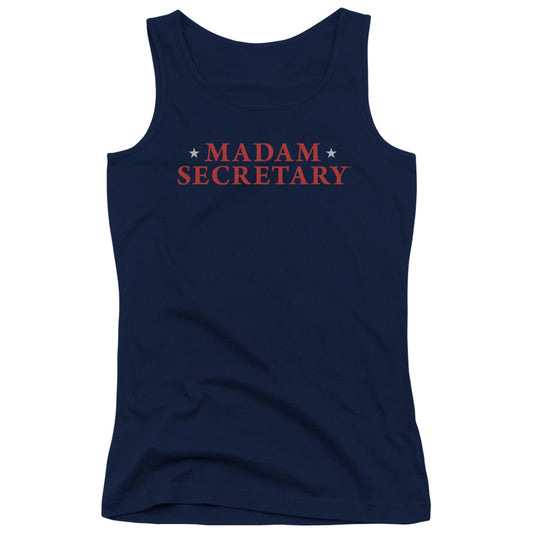 Madam Secretary Logo Womens Tank Top Shirt Navy Blue