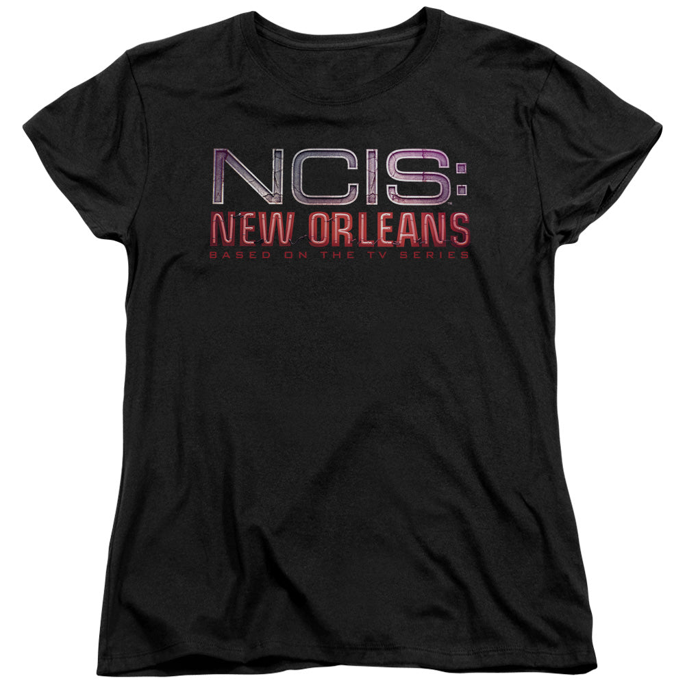 Ncis:new Orleans Neon Sign Womens T Shirt Black Officially Licensed