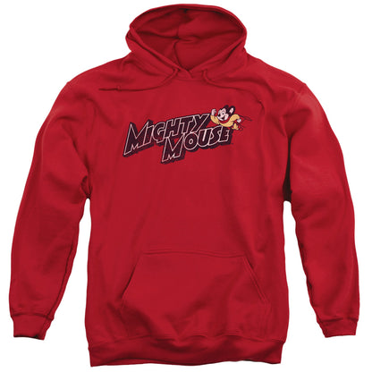 Mighty Mouse Might Logo Mens Hoodie Red Officially Licensed