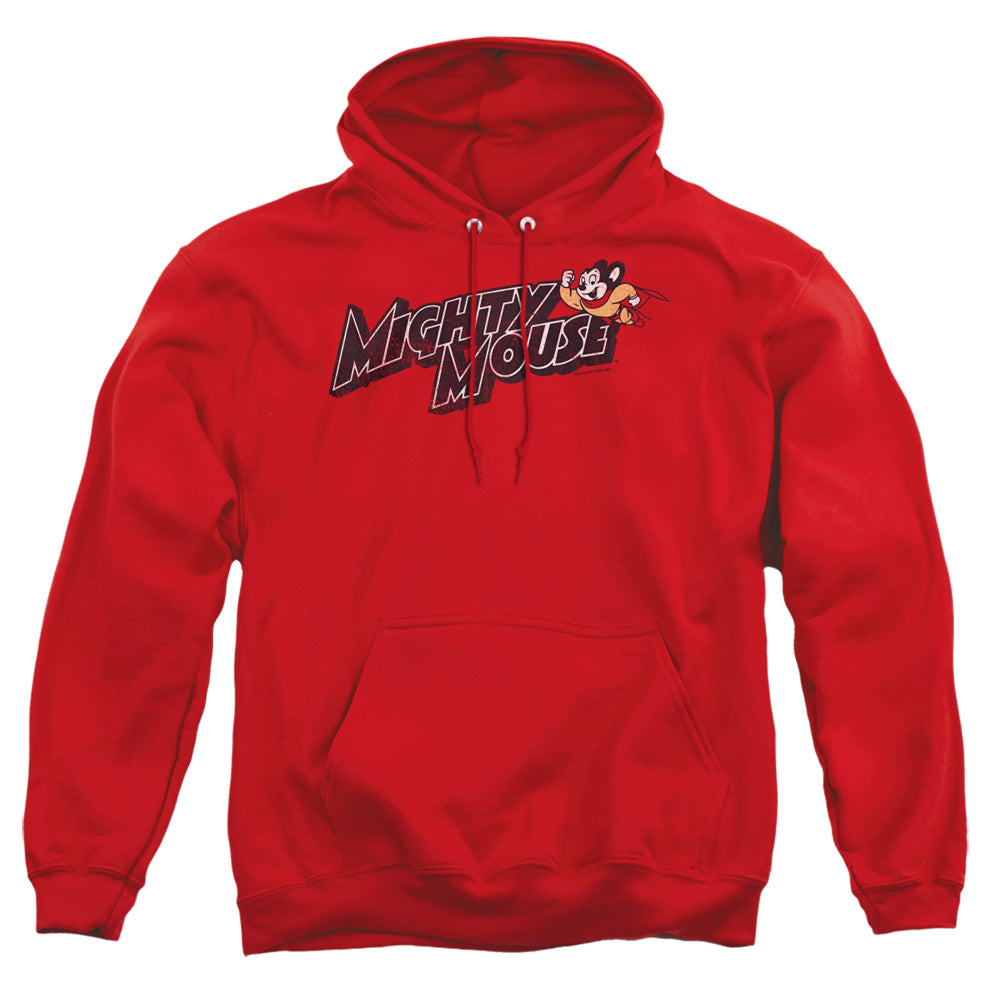 Mighty Mouse Might Logo Mens Hoodie Red Officially Licensed
