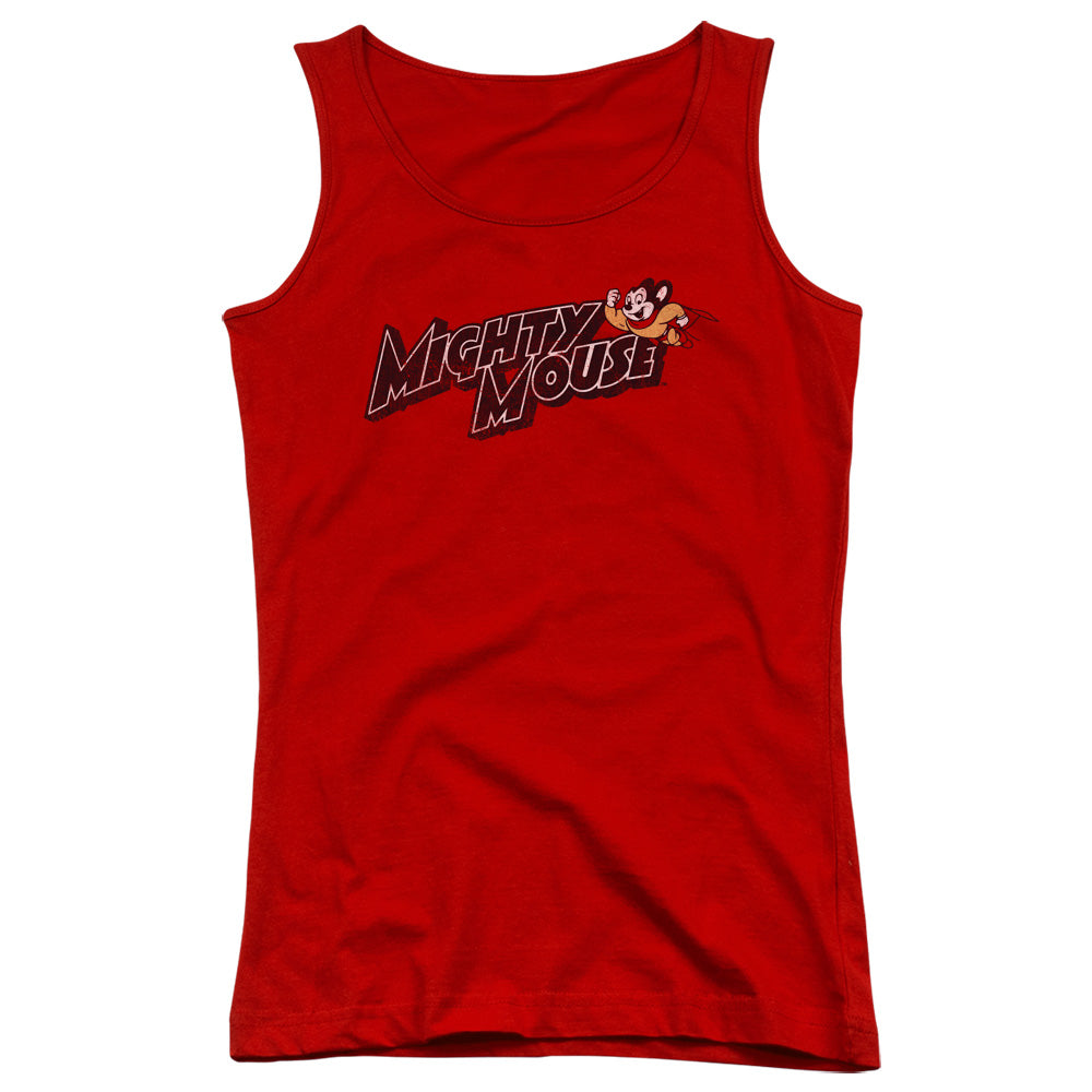 Mighty Mouse Might Logo Womens Tank Top Shirt Red