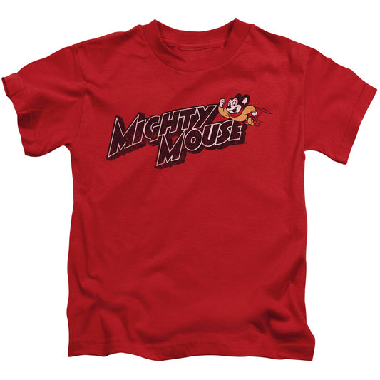Mighty Mouse Might Logo Juvenile Kids Youth T Shirt Red Officially Licensed