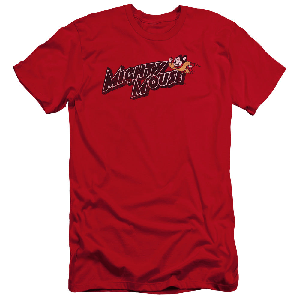Mighty Mouse Might Logo Premium Bella Canvas Slim Fit Mens T Shirt Red