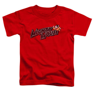 Mighty Mouse Might Logo Toddler Kids Youth T Shirt Red
