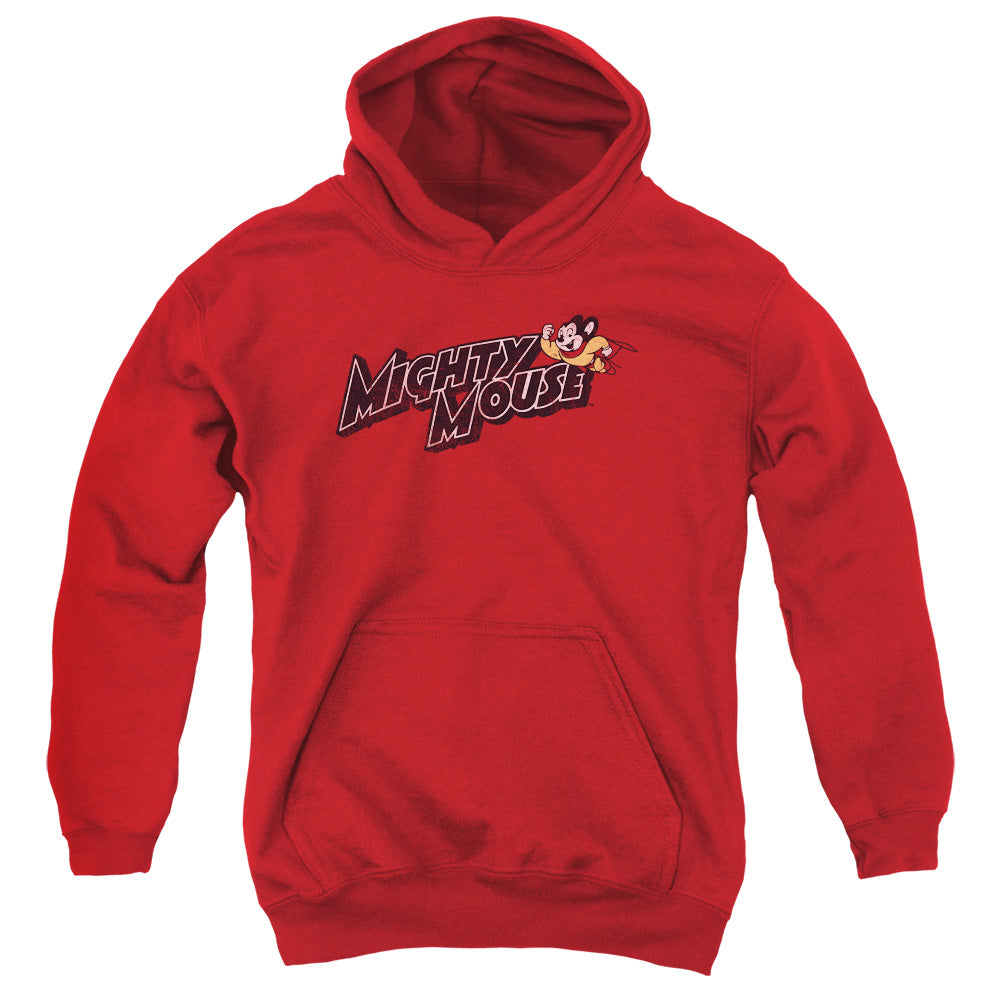 Mighty Mouse Might Logo Kids Youth Hoodie Red Officially Licensed
