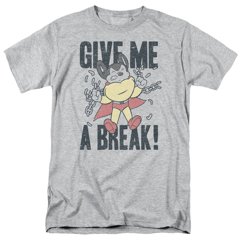 Mighty Mouse Give Me a Break Mens T Shirt Athletic Heather