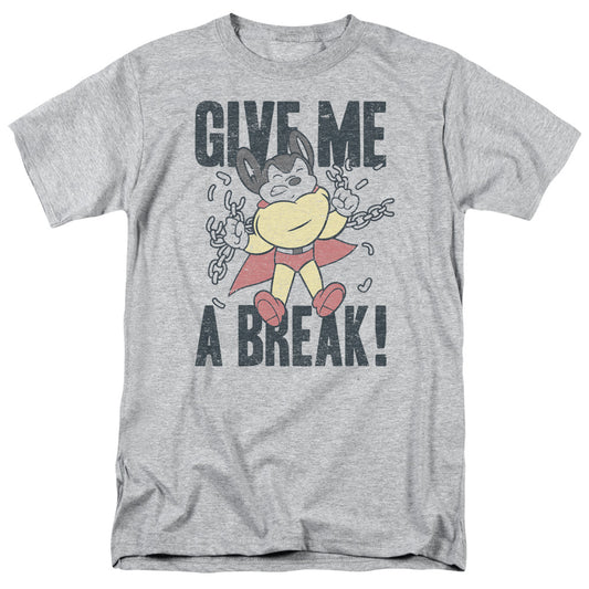 Mighty Mouse Give Me a Break Mens T Shirt Athletic Heather