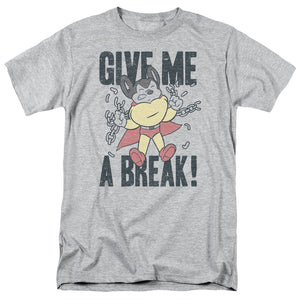 Mighty Mouse Give Me a Break Mens T Shirt Athletic Heather