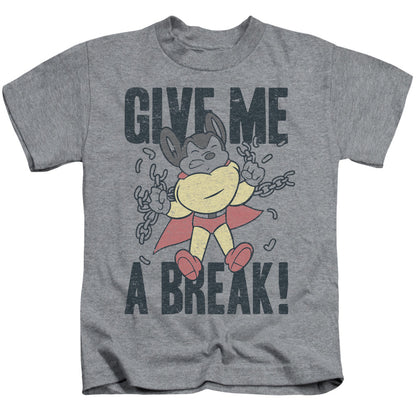 Mighty Mouse Give Me a Break Juvenile Kids Youth T Shirt Athletic Heather Officially Licensed