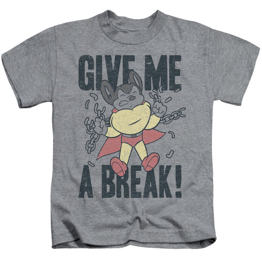 Mighty Mouse Give Me a Break Juvenile Kids Youth T Shirt Athletic Heather Officially Licensed