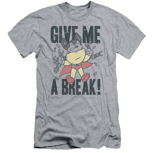 Mighty Mouse Give Me a Break Slim Fit Mens T Shirt Athletic Heather