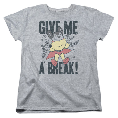 Mighty Mouse Give Me a Break Womens T Shirt Athletic Heather Officially Licensed