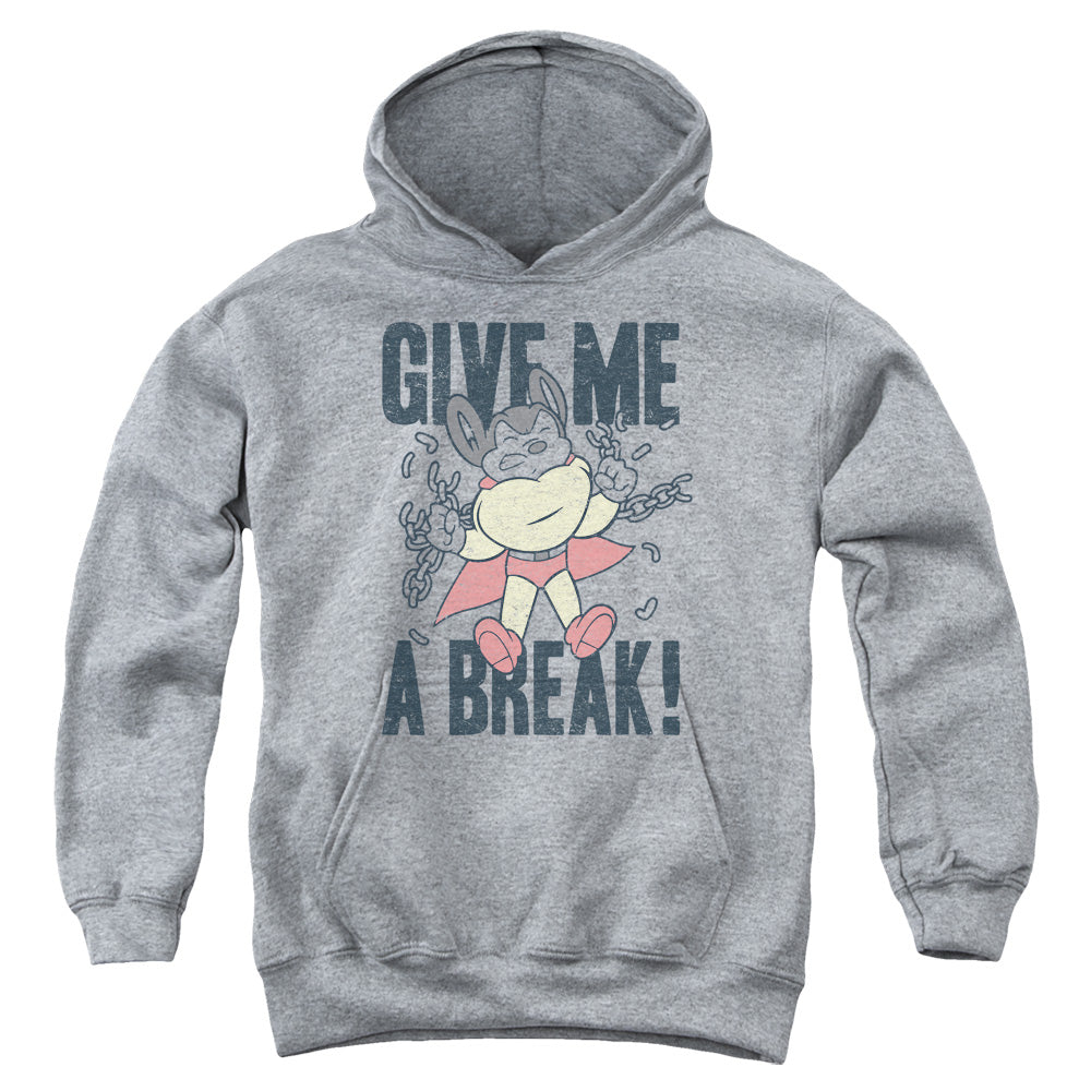 Mighty Mouse Give Me a Break Kids Youth Hoodie Heather Officially Licensed