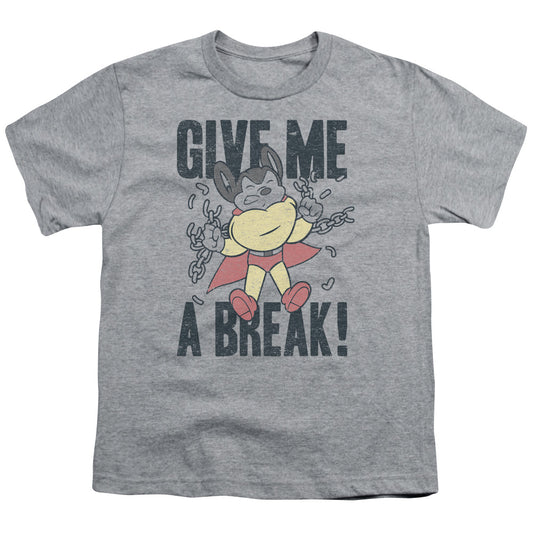 Mighty Mouse Give Me a Break Kids Youth T Shirt Athletic Heather Officially Licensed