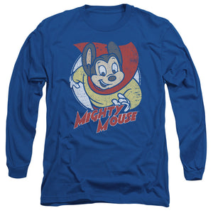Mighty Mouse Mighty Circle Mens Long Sleeve Shirt Royal Blue