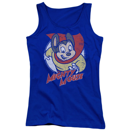 Mighty Mouse Mighty Circle Womens Tank Top Shirt Royal Blue