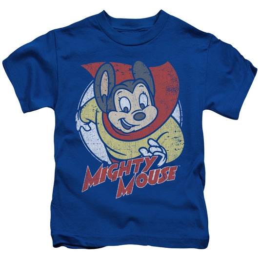 Mighty Mouse Mighty Circle Juvenile Kids Youth T Shirt Royal Blue Officially Licensed