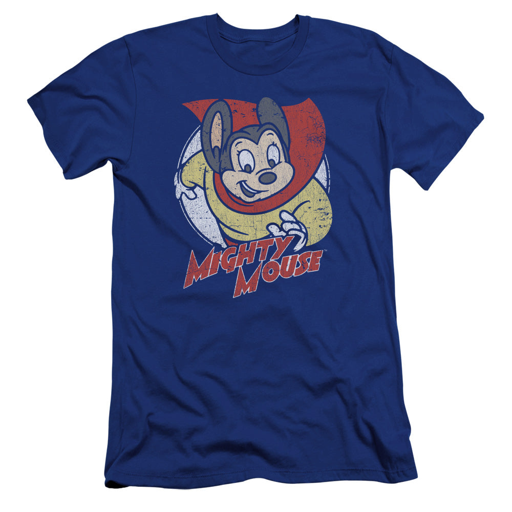 Mighty Mouse Mighty Circle Premium Bella Canvas Slim Fit Mens T Shirt Royal Blue