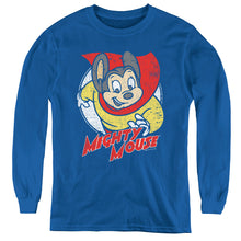 Load image into Gallery viewer, Mighty Mouse Mighty Circle Long Sleeve Kids Youth T Shirt Royal Blue