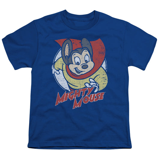 Mighty Mouse Mighty Circle Kids Youth T Shirt Royal Blue Officially Licensed