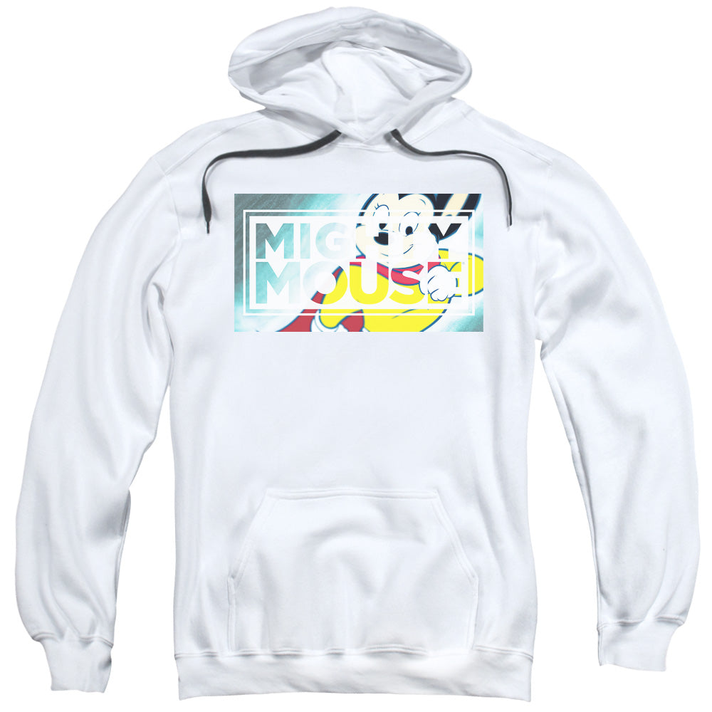 Mighty Mouse Mighty Rectangle Mens Hoodie White Officially Licensed