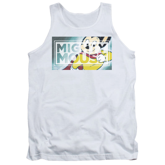 Mighty Mouse Mighty Rectangle Mens Tank Top Shirt White