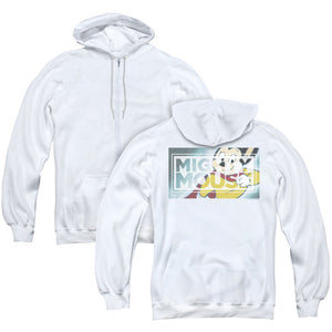 Mighty Mouse Mighty Rectangle Back Print Zipper Mens Hoodie White