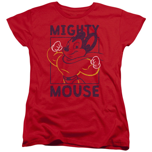 Mighy Mouse Break the Box Womens T Shirt Red Officially Licensed