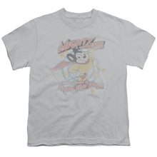 Load image into Gallery viewer, Mighty Mouse at Your Service Kids Youth T Shirt Silver