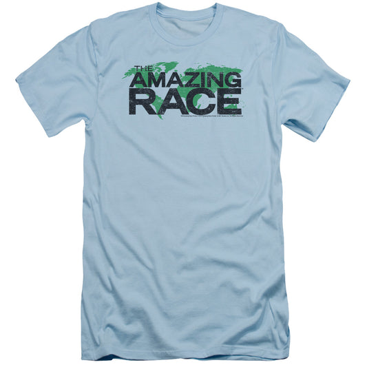 Amazing Race Race World Slim Fit Mens T Shirt Light Blue