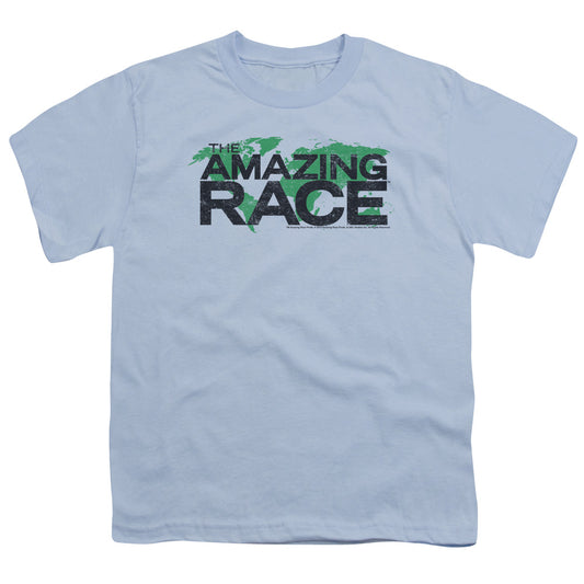 Amazing Race Race World Kids Youth T Shirt Light Blue