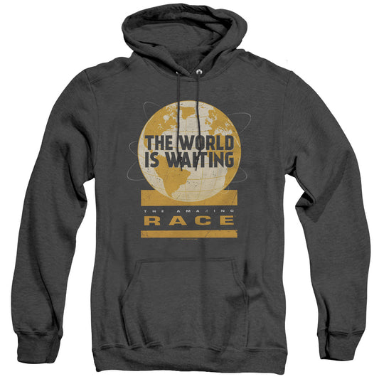 Amazing Race Waiting World Mens Heather Hoodie Black