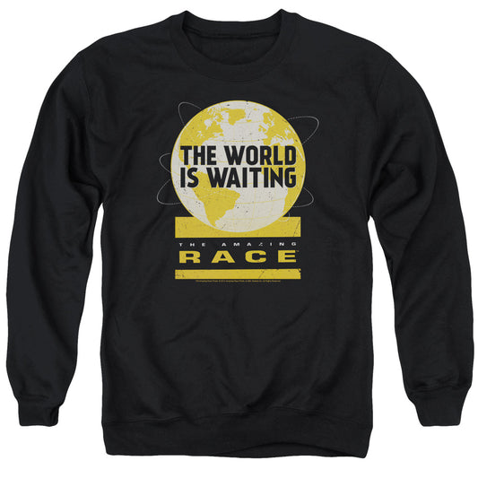 Amazing Race Waiting World Mens Crewneck Sweatshirt Black