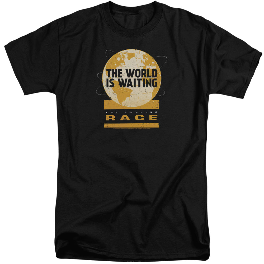 Amazing Race Waiting World Mens Tall T Shirt Black