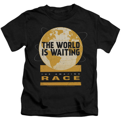 Amazing Race Waiting World Juvenile Kids Youth T Shirt Black