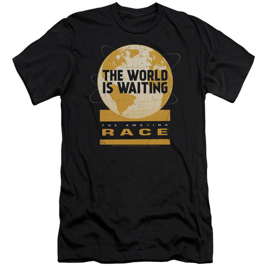 Amazing Race Waiting World Slim Fit Mens T Shirt Black